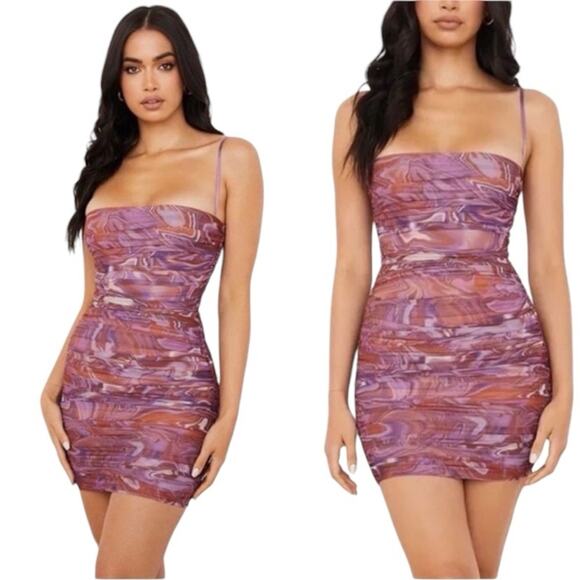 House of CB Ella Swirl Ruched Bodycon Club Cocktail Mini Dress size XS - Picture 1 of 10